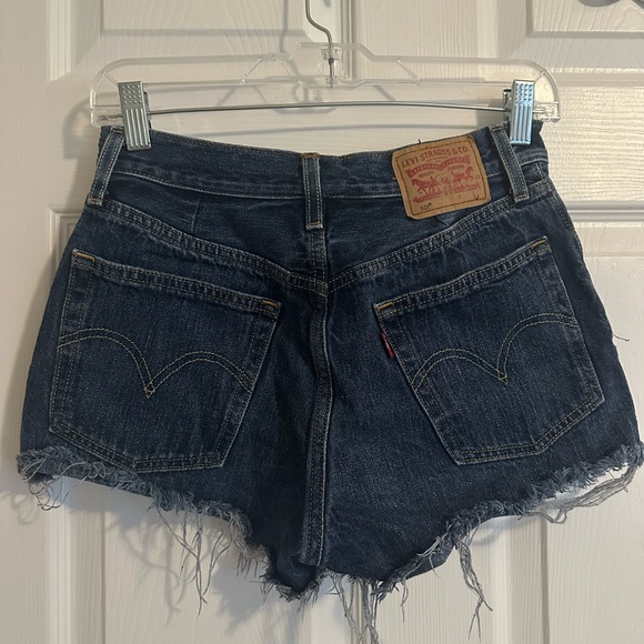 Levi's Dark Blue Denim Cutoff Shorts - Frayed Hem - Picture 2 of 4